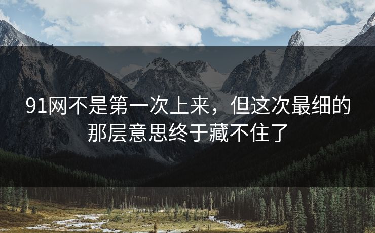 91网不是第一次上来，但这次最细的那层意思终于藏不住了