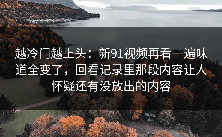 越冷门越上头：新91视频再看一遍味道全变了，回看记录里那段内容让人怀疑还有没放出的内容