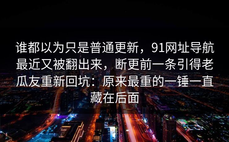 谁都以为只是普通更新，91网址导航最近又被翻出来，断更前一条引得老瓜友重新回坑：原来最重的一锤一直藏在后面