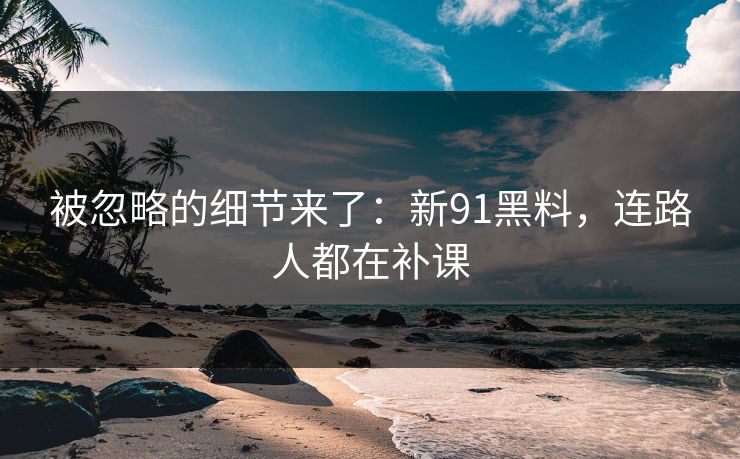 被忽略的细节来了：新91黑料，连路人都在补课