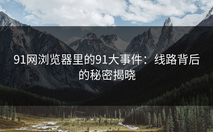 91网浏览器里的91大事件：线路背后的秘密揭晓
