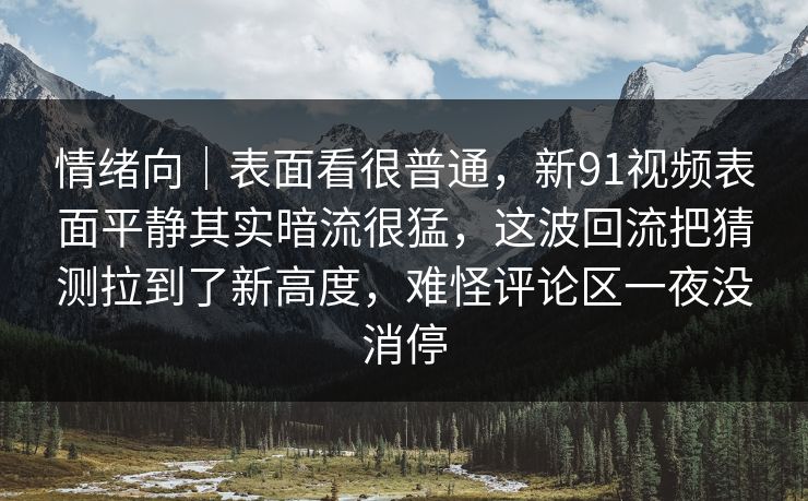 情绪向｜表面看很普通，新91视频表面平静其实暗流很猛，这波回流把猜测拉到了新高度，难怪评论区一夜没消停