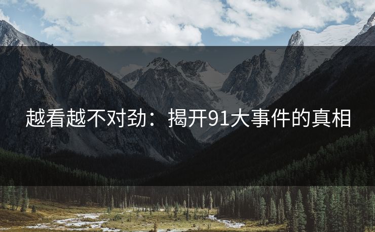 越看越不对劲：揭开91大事件的真相