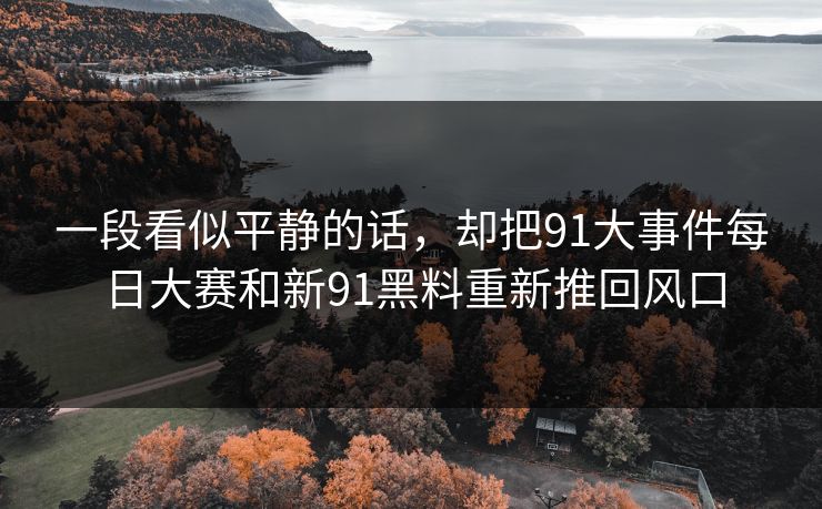 一段看似平静的话，却把91大事件每日大赛和新91黑料重新推回风口